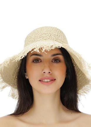 Летняя шляпа с бахрамой "вента" - 39003-02 светло-бежевый1 фото