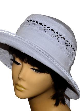 Жіноча капелюх з мереживом "бахрома" - 0203 білий1 фото