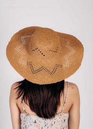 Лёгкая ажурная шляпа "бетти" - 2014 песочный2 фото