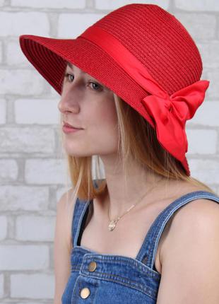 Шляпа с бантиком - 1839 красный1 фото