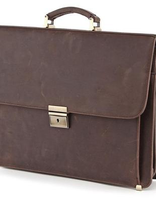 Портфель shvigel 00754 з вінтажної шкіри коричневий