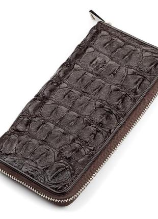 Гаманець-клатч crocodile leather 18011 з натуральної шкіри крокодила коричневий