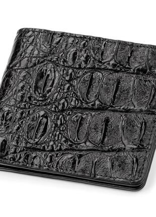 Портмоне crocodile leather 18045 з натуральної шкіри крокодила чорне1 фото