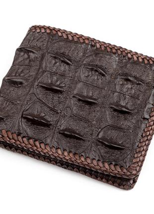 Портмоне crocodile leather 18237 з натуральної шкіри крокодила коричневе1 фото