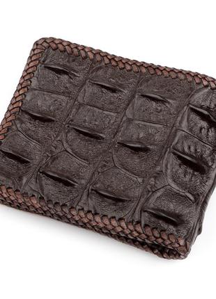 Портмоне crocodile leather 18237 з натуральної шкіри крокодила коричневе2 фото