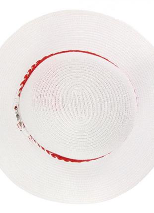 Женская летняя шляпа со средним полем - 151-02.13 белый+красный4 фото