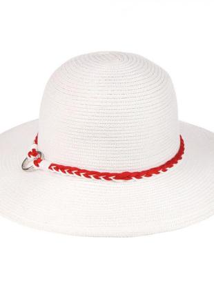 Женская летняя шляпа со средним полем - 151-02.13 белый+красный5 фото