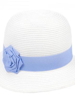 Летняя шляпка с цветком - 104-02.03 с голубым цветком2 фото