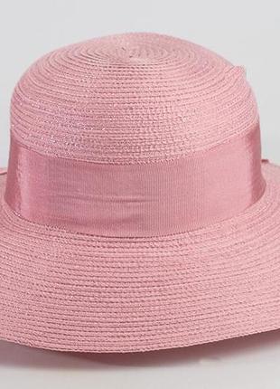 Розовая шляпа от солнца с лентой - 163-232 фото