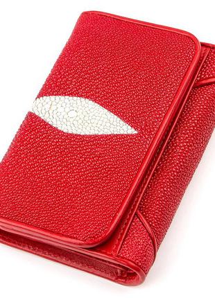 Гаманець жіночий stingray leather 18287 з натуральної шкіри морського скату червоний