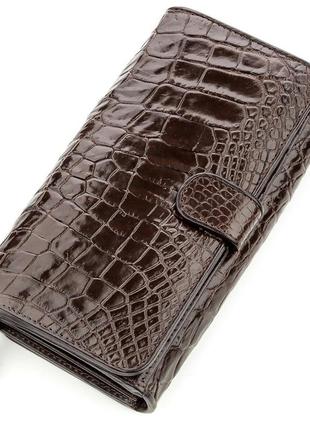 Клатч мужской crocodile leather 18589 из натуральной кожи крокодила коричневый