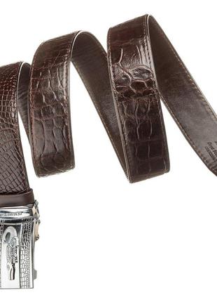 Ремінь автомат crocodile leather 18608 з натуральної шкіри крокодила коричневий3 фото