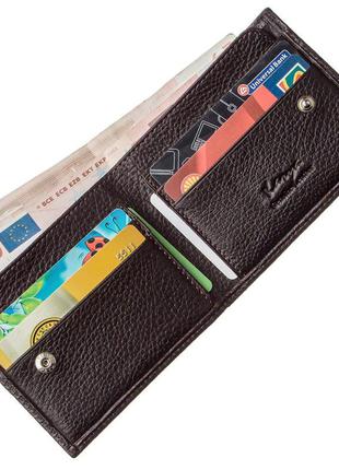 Тонкий мужской бумажник karya 17379 коричневый4 фото