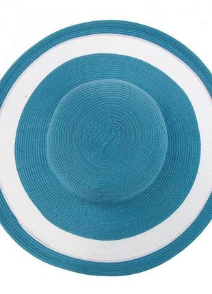 Бирюзовая шляпа с белой полосой на поле - 101-383 фото