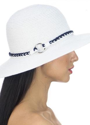 Женская летняя шляпа со средним полем - 151-02.05 белый+синий