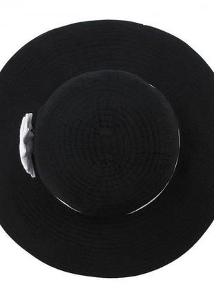 Черная шляпа с белым цветком - 001-013 фото