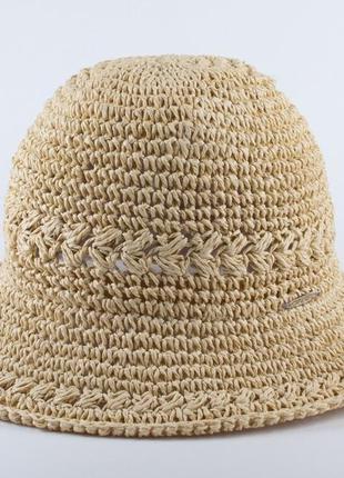 Вязаная летняя шляпа бежевого цвета - 201-102 фото
