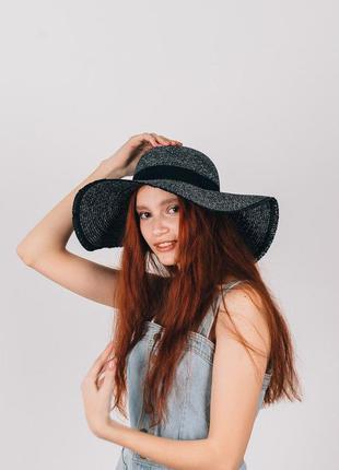 Женская широкополая шляпа "ангелика" - 1902 чёрный меланж