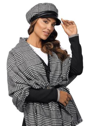 Модный польский комплект willi из кепки и шарфа "ловинас" (lovinas) - к05 чёрно-белый