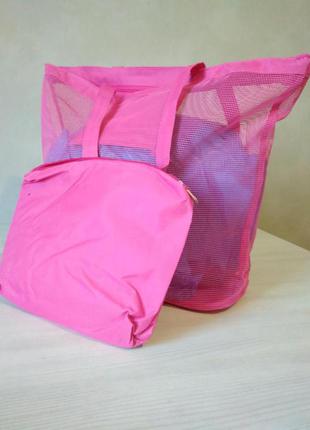 Прозрачная летняя сумка для пляжа и прогулок - 0289 розовый1 фото
