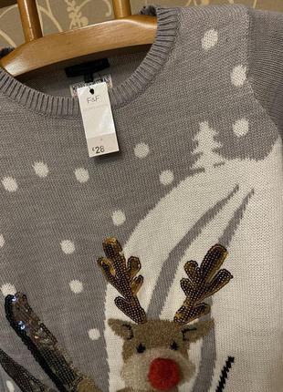 Очень красивый и стильный брендовый вязаный свитер с рисунком.6 фото