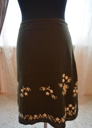 Модная теплая и тонкая юбка с растительным орнаментом, 100% шерсть