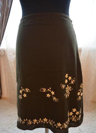 Модная теплая и тонкая юбка с растительным орнаментом, 100% шерсть2 фото