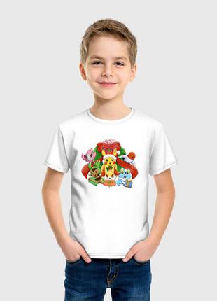 Детская футболка с принтом «happy new year покемоны, пикачу 2022»1 фото