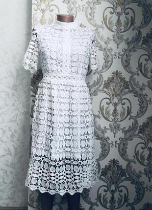 Белое модное платье сарафан белое кружево стильное кружевное красивенное5 фото