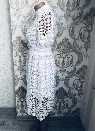 Белое модное платье сарафан белое кружево стильное кружевное красивенное6 фото