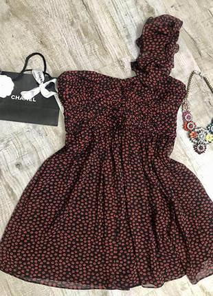 Платье mango в губки губы на одно плечо стильное модное необычное вечернее коктейльное