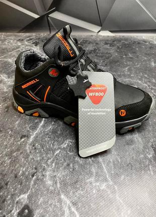 Зимние мужские ботинки merrell black orange (термо)5 фото