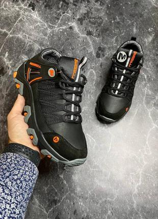 Зимние мужские ботинки merrell black orange (термо)4 фото