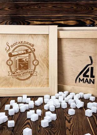 Подарочная деревянная коробка 4man для мужчин 30*30*30 см на мальчишник (g0090_103r)