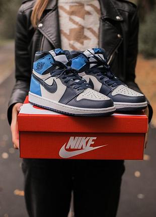 Кроссовки мужские найк nike air jordan retro 1 blue