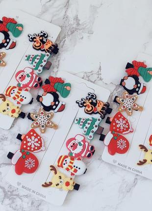 Новогодние заколочки 🎅 украшения новогодние 10 шт3 фото