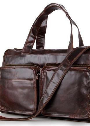 Сумка чоловіча vintage 14243 коричнева шкіряна