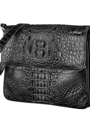 Сумка crocodile leather 18020 з натуральної шкіри крокодила чорна1 фото