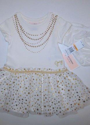 Нарядное платье и трусики juicy couture на девочку 12 месяцев хлопок2 фото