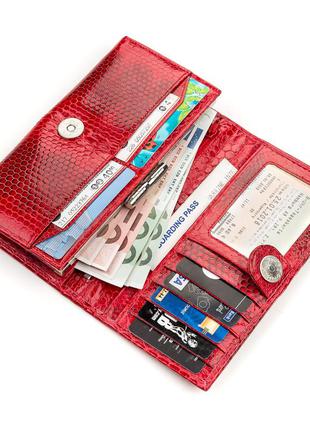 Кошелек женский sea snake leather 18153 из натуральной кожи морской змеи красный