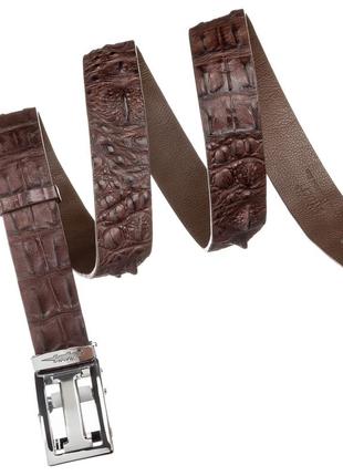 Ремінь-автомат crocodile leather 18177 з натуральної шкіри крокодила коричневий3 фото