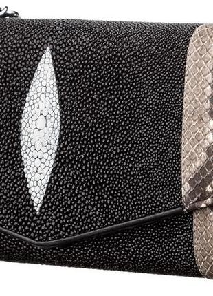 Сумка-клатч stingray leather 18215 з натуральної шкіри морського скату чорна