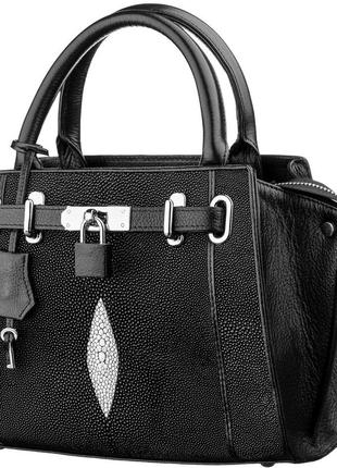 Сумка stingray leather 18220 з натуральної шкіри морського скату чорна