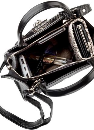 Сумка stingray leather 18220 з натуральної шкіри морського скату чорна4 фото