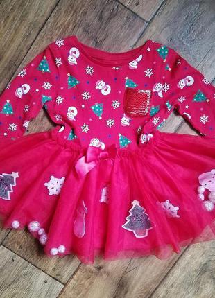 Сукня ,сукенка,пляття, платтячко дитяче святкове ,новорічне червоне ,для дівчинки   1-3роки,12-36 місяців.