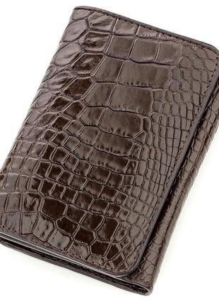 Гаманець чоловічий crocodile leather 18574 з натуральної шкіри крокодила коричневий