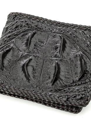 Гаманець чоловічий crocodile leather 18580 з натуральної шкіри крокодила чорний