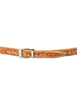 Ремінь тонкий crocodile leather 18596 з натуральної шкіри крокодила коричневий2 фото