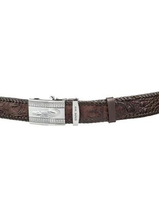 Ремень автоматический crocodile leather 18598 из натуральной кожи крокодила коричневый2 фото