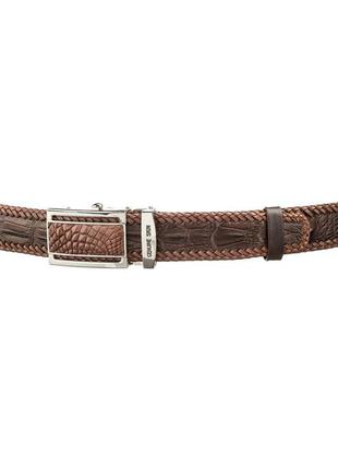 Ремень автоматический crocodile leather 18600 из натуральной кожи крокодила коричневый2 фото